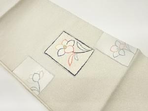 色紙に花模様織出し名古屋帯